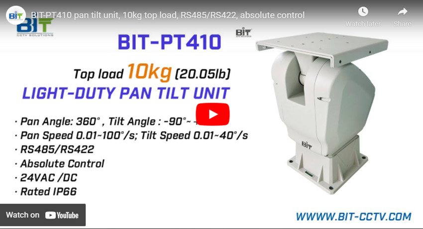 BIT-PT410 Pan Tilt Unit, 10kg Top load, RS485/RS422, absolute Steuerung